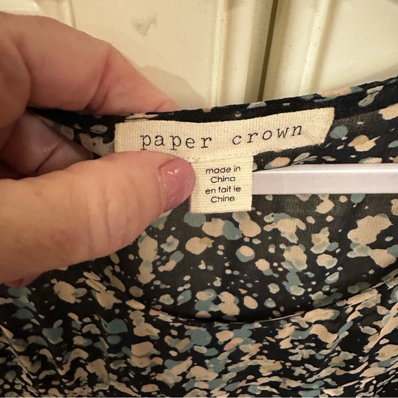 Anthropologie Paper Crown Droplets Splatter Print Swing Dress Flowy Bell Sleeve - Picture 4 of 9